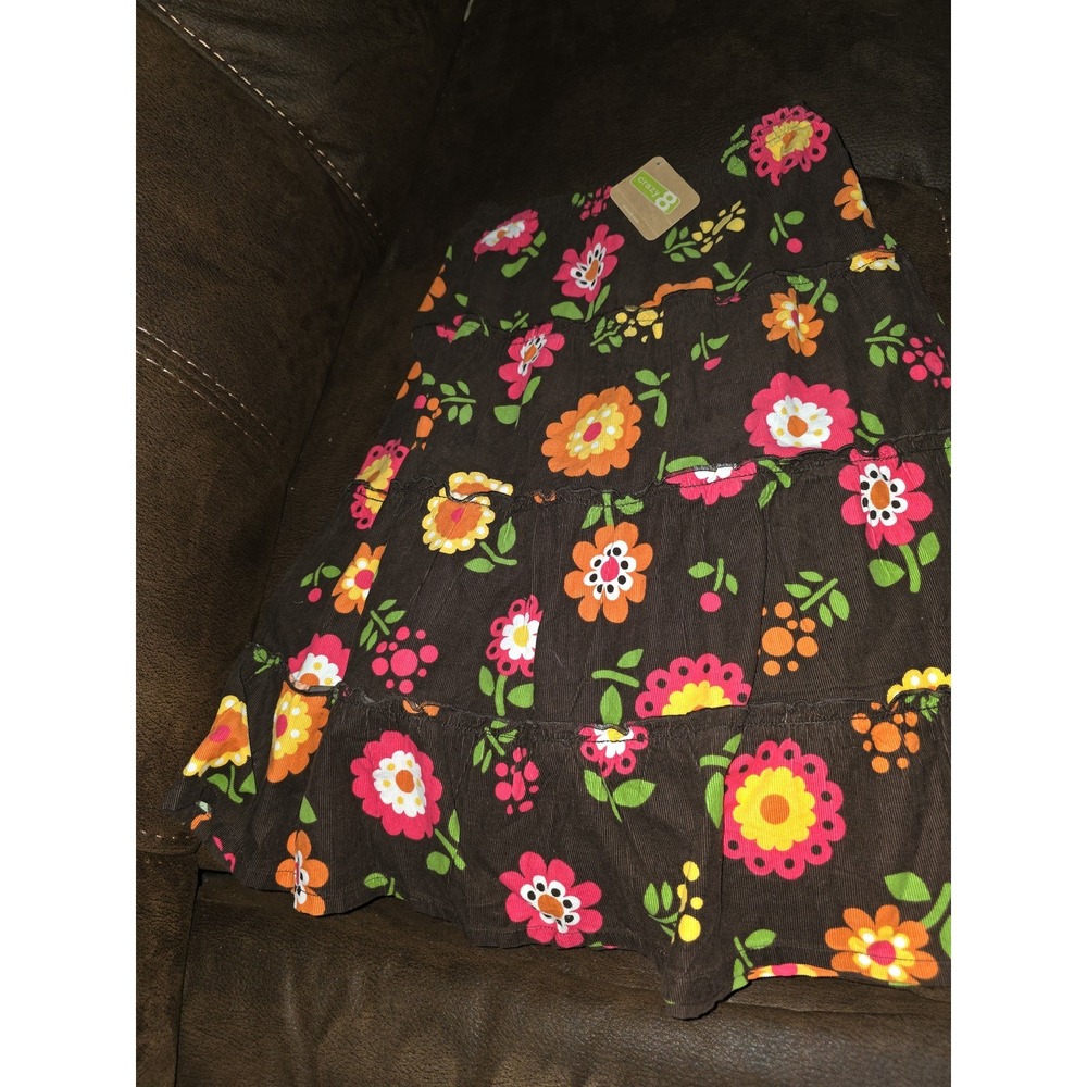 Crazy 8 hello fall‎ floral brown long skirt size large 10 12 nwt